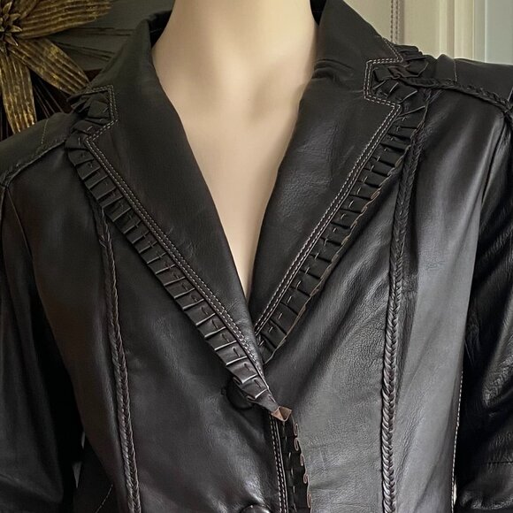 Scully Leather Dark Brown Western Style Blazer Jacket L - Picture 2 of 14